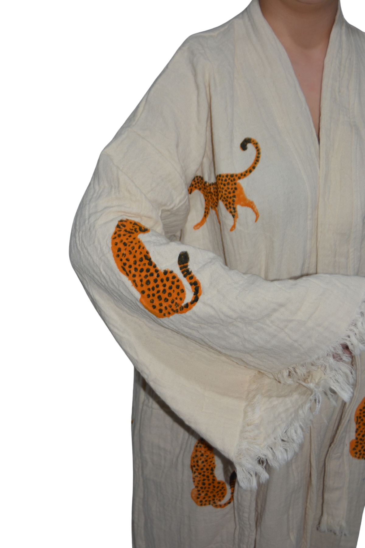 Light Muslin Kimono Bathrobe Loincloth Leopard 