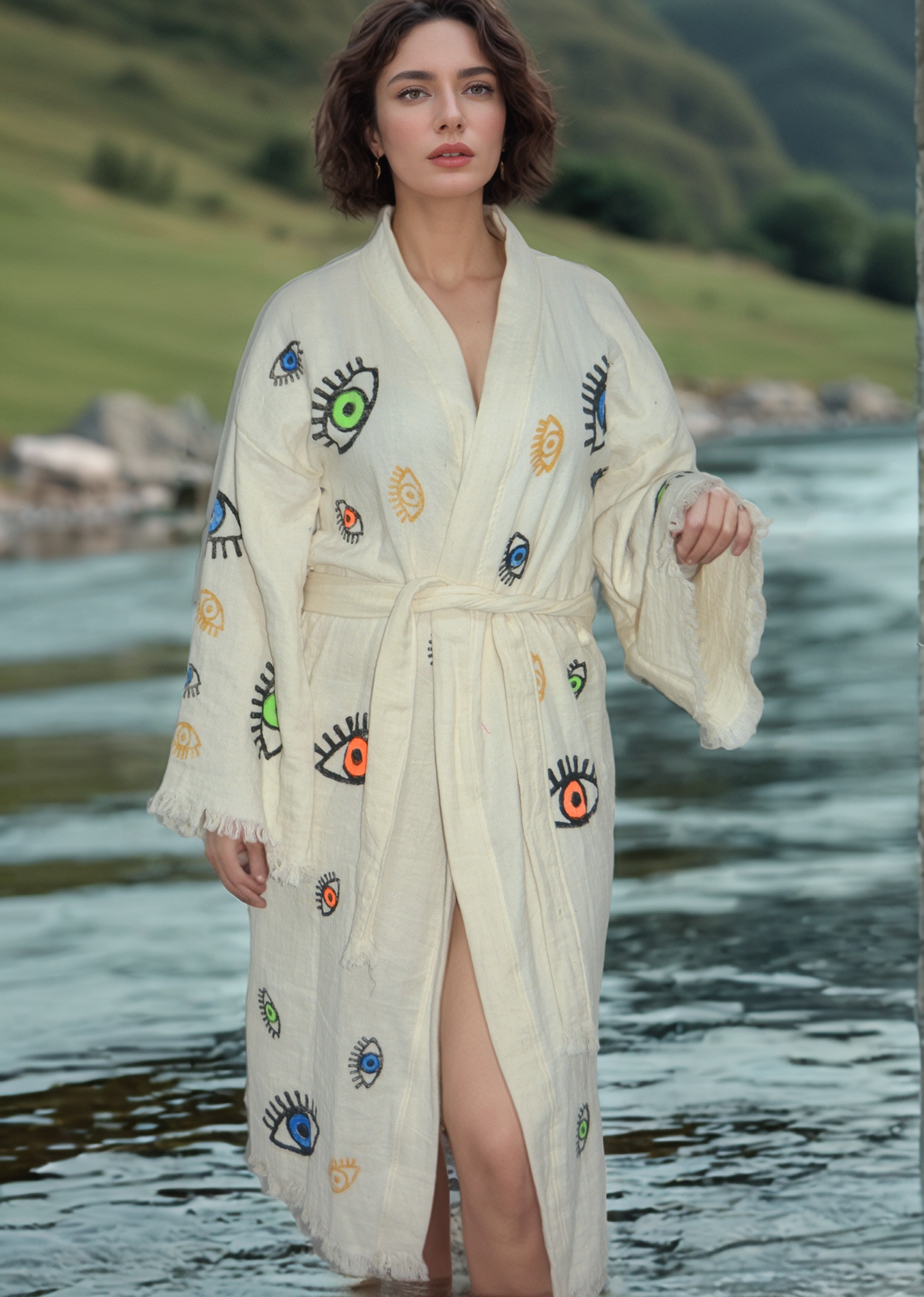 Light Muslin Kimono Robe Peshtemal Coloured Eye 